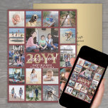 Oversifierad vilket år som Photo Collage Burgundy  Julkort<br><div class="desc">Vilket år att minnas! Skicka snyggt glatt hälsning och 17 av bilder med ett extra stort helgdag på 6, 5 x 8, 75 tum för fotokollage. (IMAGE PLACEMENT TIP: Ett enkelt sätt att centrera ett foto exakt som du vill är att flytta det till skörd innan du laddar upp det...</div>