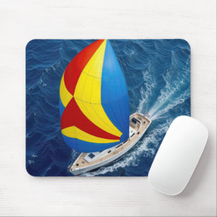 Översikt av en spinnaker på en segelbåt musmatta