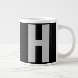 Oversikt Monogram Initial i svart och Grått Jumbo Mugg