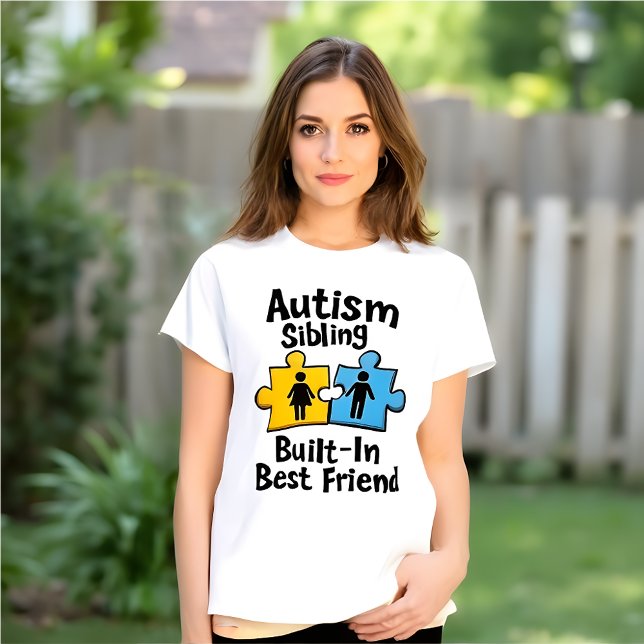 Översikt över autism-medvetande: Byggt bästa vän T Shirt (Autism Awareness T-Shirt- Sister)