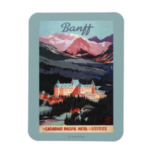 Översikt över Banff Vår Hotel Poster Magnet