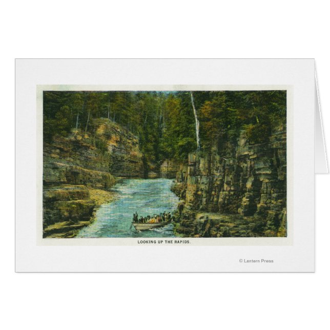 Översikt över båten som Tittar upp Rapids Hälsningskort (Framsidan Horizontal)
