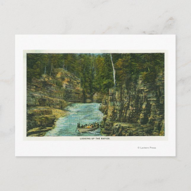 Översikt över båten som Tittar upp Rapids Vykort (Framsida)