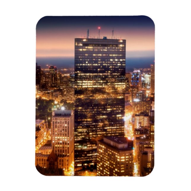 Översikt över Boston på natten Magnet (Vertikal)