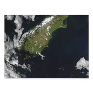 Översikt över de flesta av södra ön Nya Zeeland Fototryck