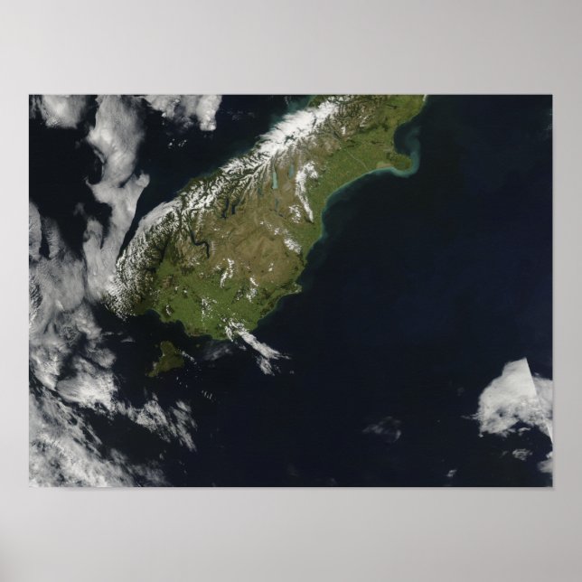 Översikt över de flesta av södra ön Nya Zeeland Poster (Framsidan)