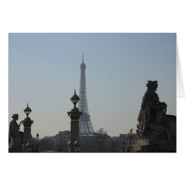 Översikt över Eiffel Torn Hälsningskort (Framsidan Horizontal)