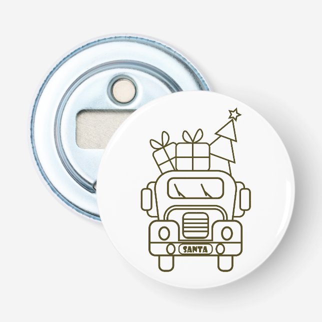 Översikt över jultomten i lastbil flasköppnare (Framsidan)