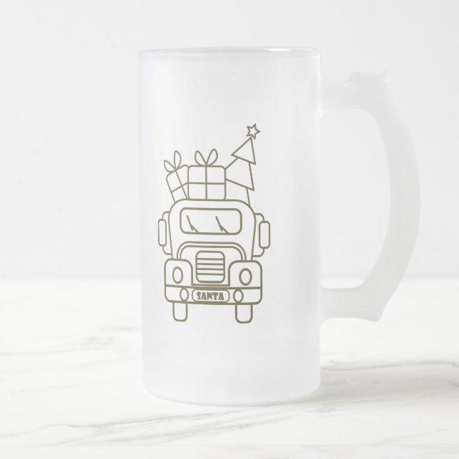 Översikt över jultomten i lastbil frostat ölglas (Höger)