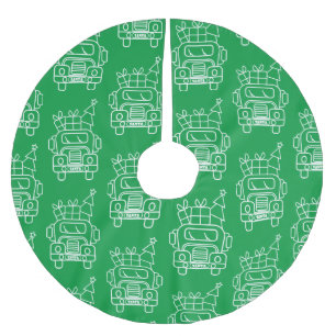 Översikt över jultomten i lastbil julgransmatta borstad polyester