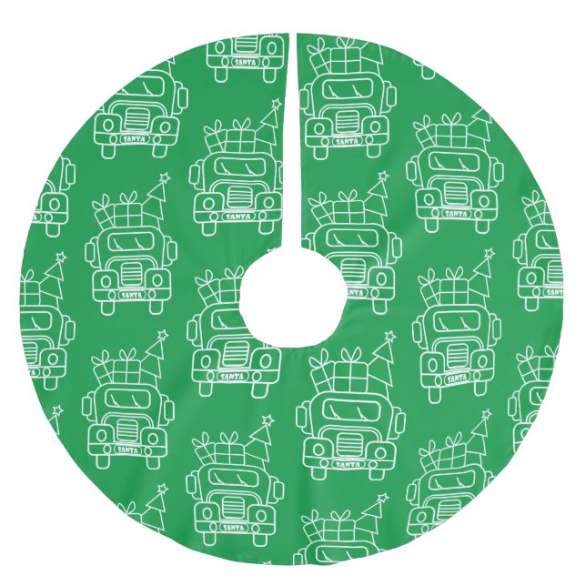 Översikt över jultomten i lastbil julgransmatta borstad polyester (Framsidan)