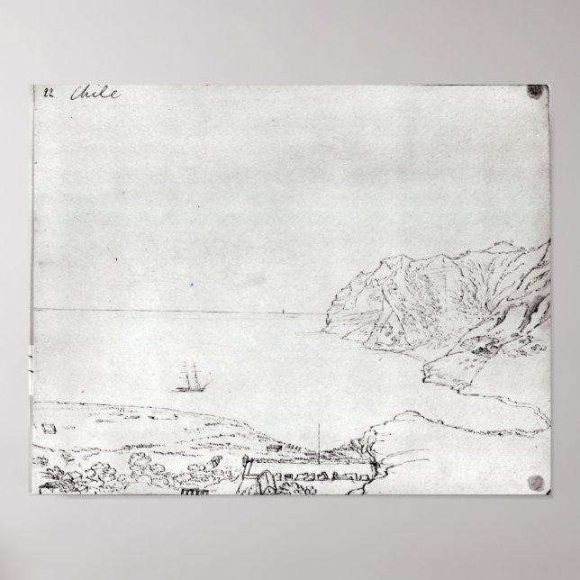 Översikt över kusten utanför Chile Poster (Framsidan)