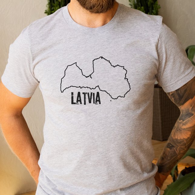 Översikt över Lettland Land Karta Lettlands nation T Shirt (Skapare uppladdad)
