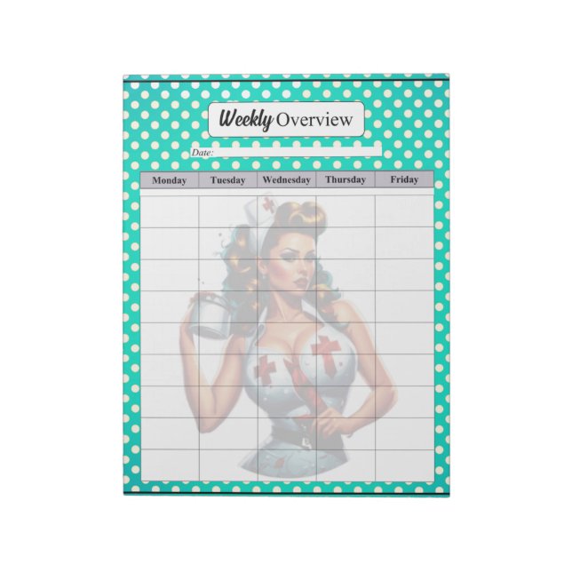 Översikt över Pinupet för självrisk_ veckovis Anteckningsblock (Roterad)