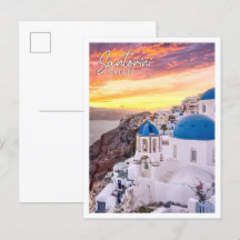 Översikt över Santorini-ön Grekland under fantasti