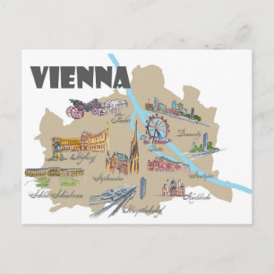 Översikt över Wien Österrike Karta Vykort