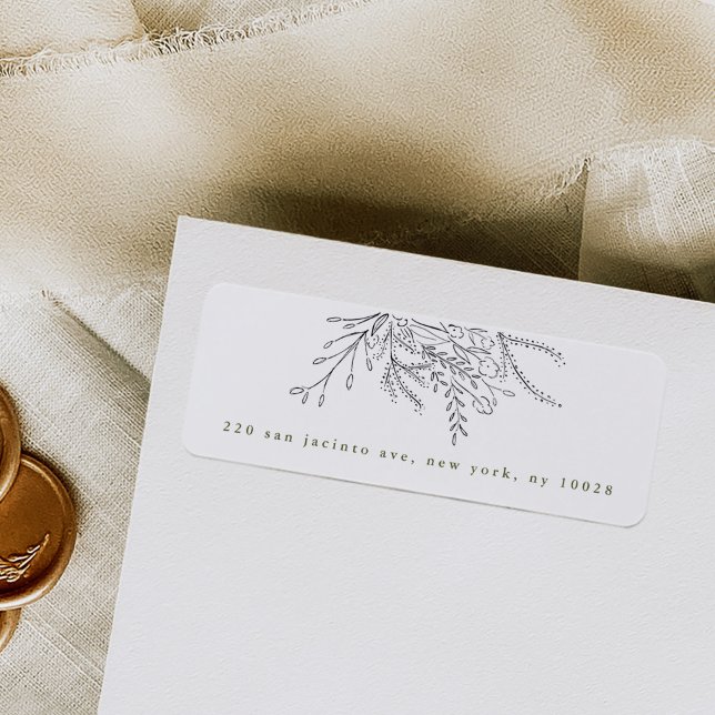 Översiktliga Bouquet-Returetiketter Returadress Etikett (Elegant overflowing bouquet return address labels.)