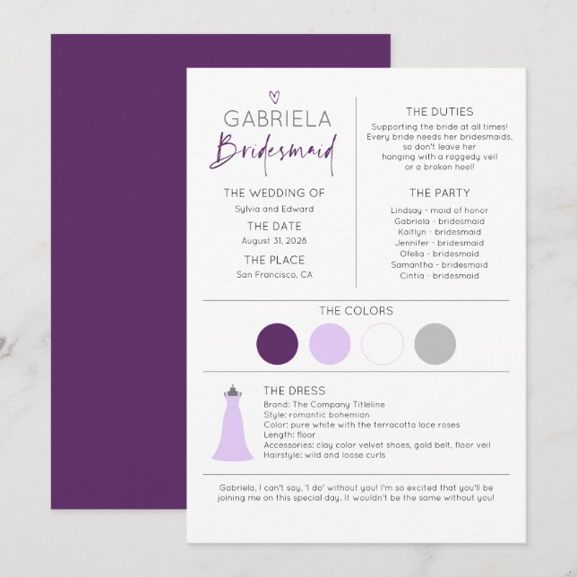 Översiktsinformation och Frieri kortmall (Fram/baksida)