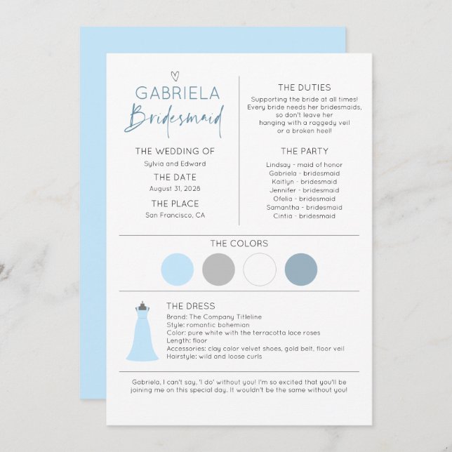 Översiktsinformation och Frieri kortmall (Fram/baksida)