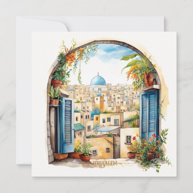 Översiktskort för Jerusalem-fönster - illustration Julkort (Framsida)