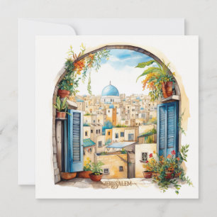 Översiktskort för Jerusalem-fönster - illustration Julkort