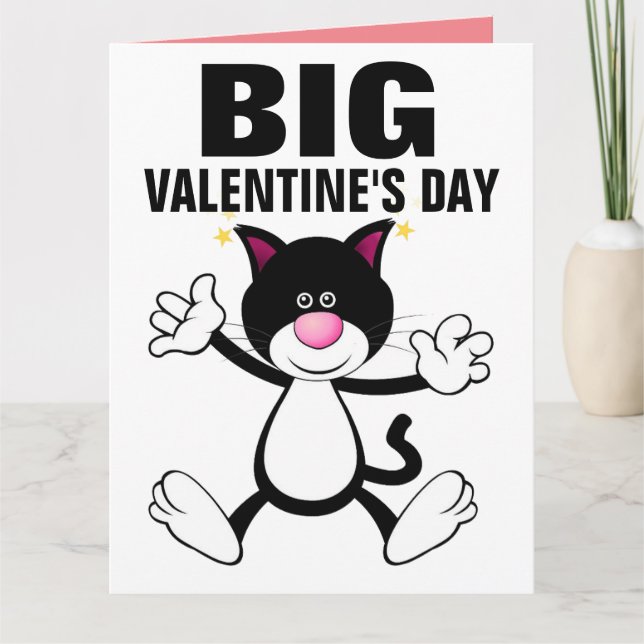 ÖVERSIZED KATT UMSLUTNING VALENTINSDAGSKORT KORT (Framsida)
