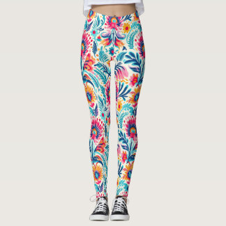 Överskalad utskrift av vimisk bohemisk Blommigt Leggings