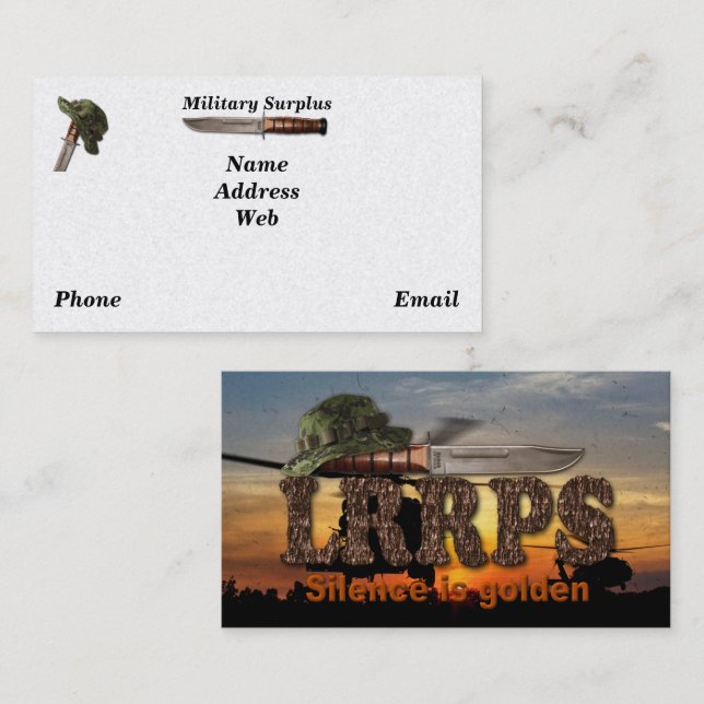 Överskott för skogsvaktare för flottor för visitkort (Fram/baksida)