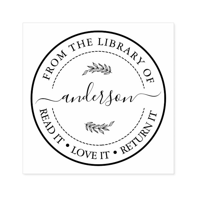 Överskred Tillhören i Bok till Trendig Script Namn Stämpel (Tryck)