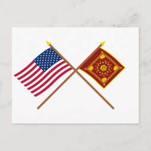 Överskridna USA och Pulaski Flaggor Vykort