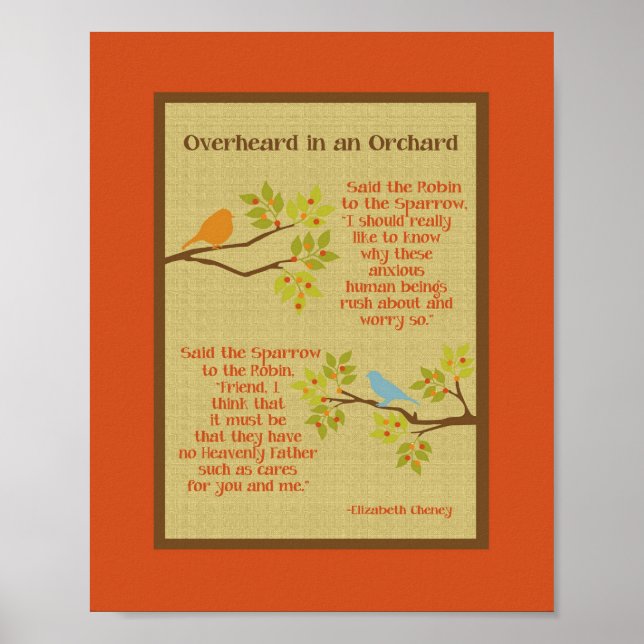 "Överskrivet i en Orchard"-utskrift (Robin & Sparr Poster (Framsidan)