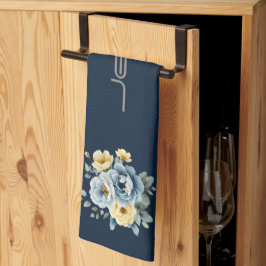 Överst med Grått Rand Blommigt Kökshandduk