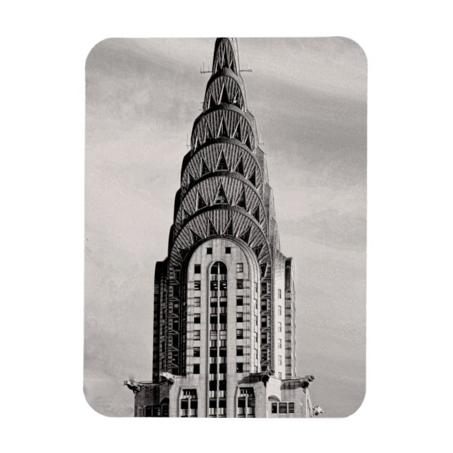 Överst på Chrysler Byggnad NYC - B&W Magnet (Vertikal)