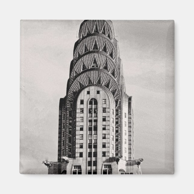 Överst på Chrysler Byggnad NYC - B&W Magnet (Framsidan)