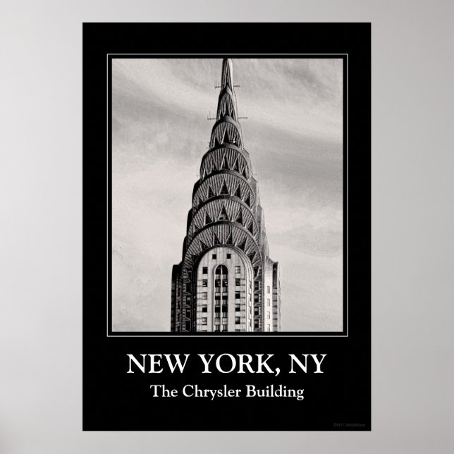 Överst på Chrysler Byggnad NYC - B&W Poster (Framsidan)