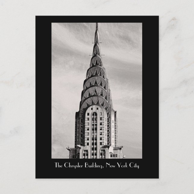 Överst på Chrysler Byggnad NYC - B&W Vykort (Framsida)