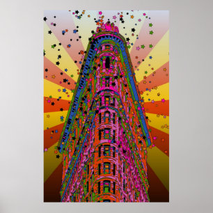 Överst på Flatiron Byggnad Reddisdisk, Gult Rays Poster