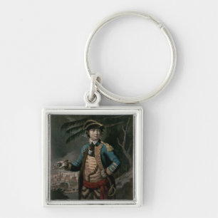 Överste Benedict Arnold, pub. London 1776 Fyrkantig Silverfärgad Nyckelring
