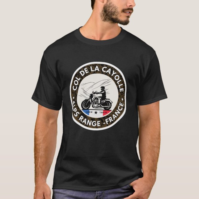 Överste de la Cayolle fransk Alpes motocycle-rundt T Shirt (Framsida)