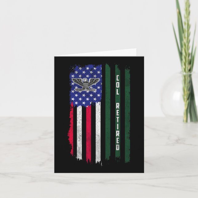 Överste O6 Rank American Flagga Veterans Kort (Framsida)
