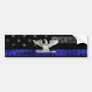 Överste Thin Blue Line Distress Flagga Bildekal