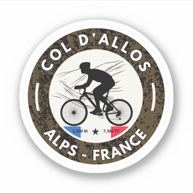 Överstelöjtnant d'Allos, fransk Alpes-cykeltur Klistermärken (Framsida)
