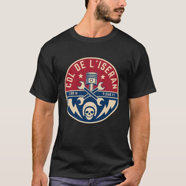 Överstelöjtnant de l'Iseran fransk Alpes motocycle T Shirt (Framsida)