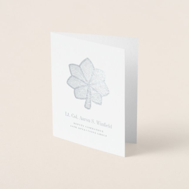 Överstelöjtnant Militärrang Personal Folierat Kort (Framsida)