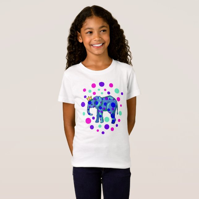 Översten Elephant med Polka dots Girl Girl T-Shirt (Hel framsida)