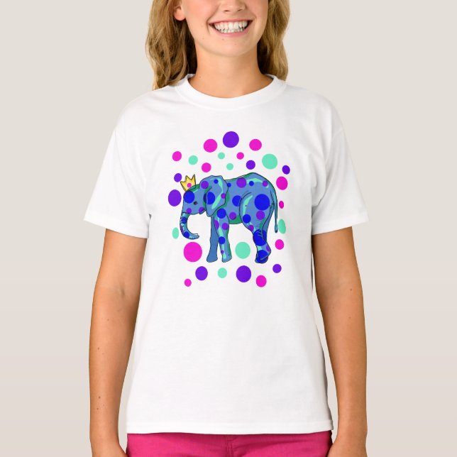 Översten Elephant med Polka dots Girl Girl T-Shirt (Framsida)