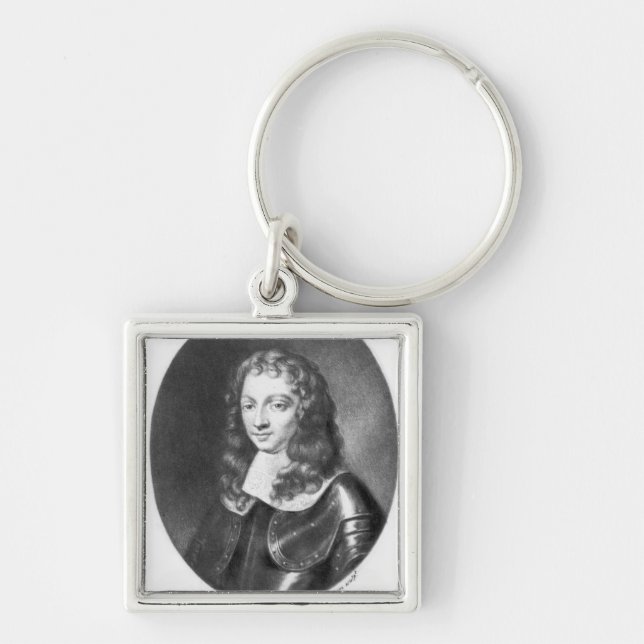 ÖverstePenruddock illustration Fyrkantig Silverfärgad Nyckelring (Framsidan)