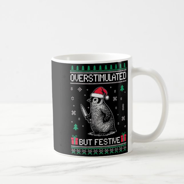 Overstimulated But Festive Christmas Ugly Penguin  Kaffemugg (Höger)