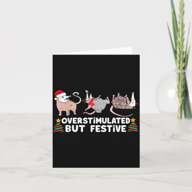 Overstimulated But Festive Funny Christmas Ssums F Kort (Framsida)