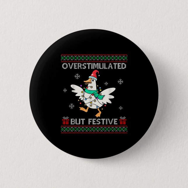 Overstimulated But Festive Goose Ugly Sweater Chri Knapp (Framsida)